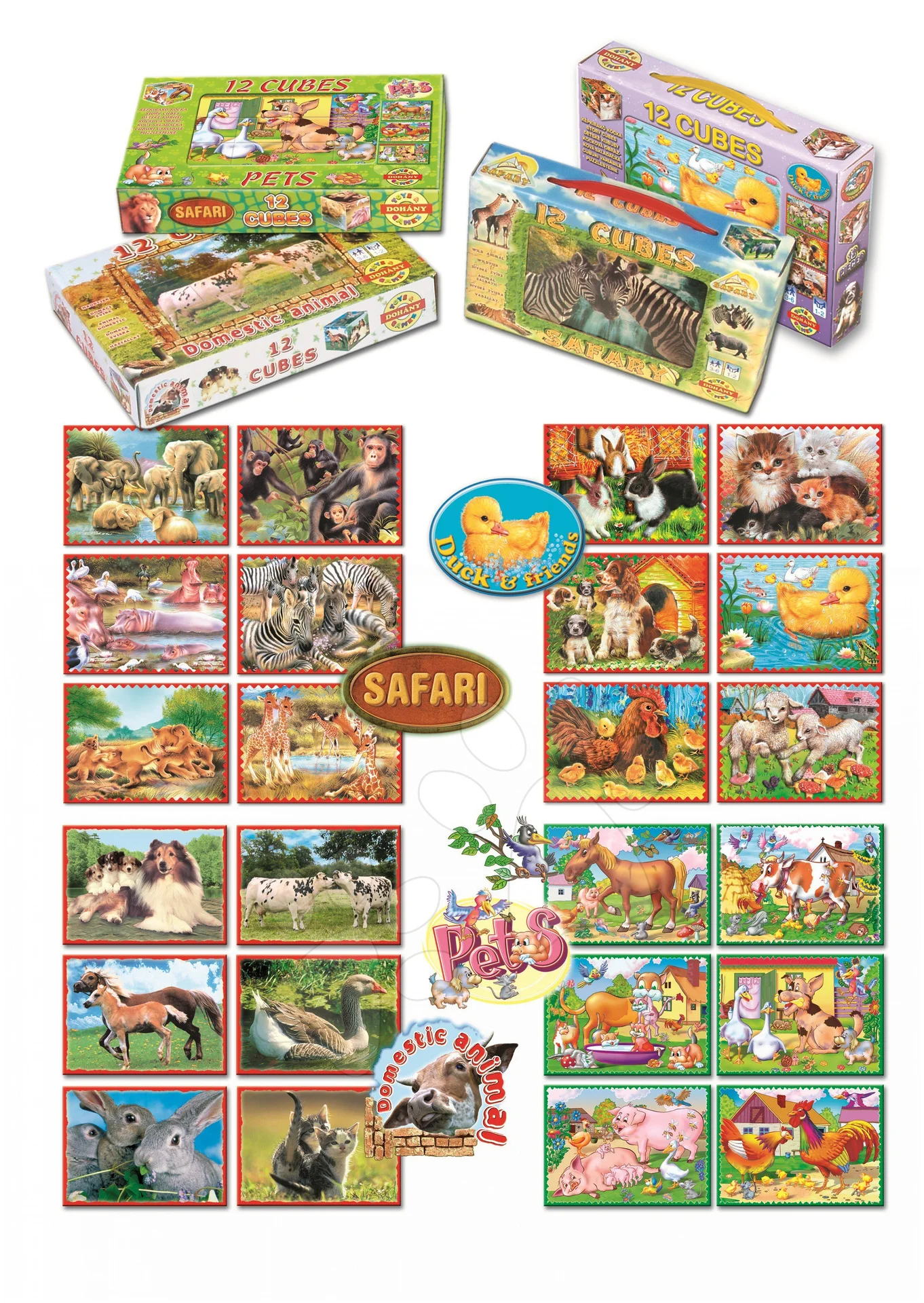 Dohány velké dětské kostky mix safari zvířátek 602-1 - Obrázek 2