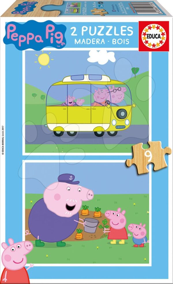 Dřevěné puzzle Peppa Pig Educa 2 x 9 dílků