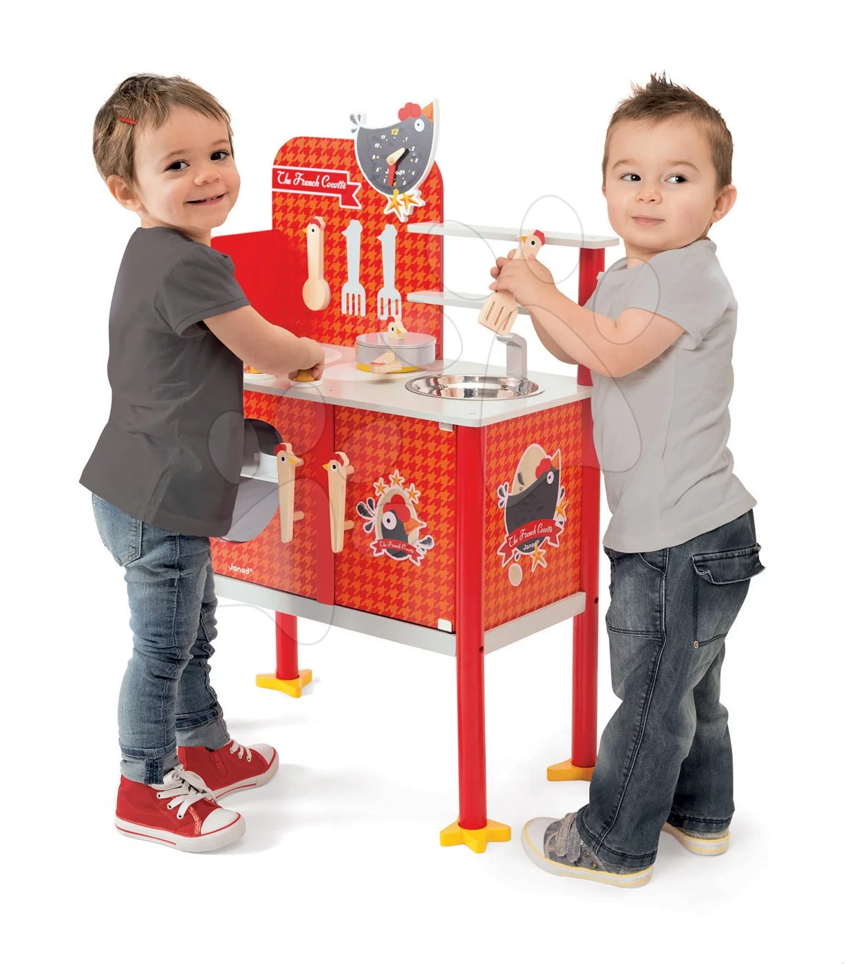 Janod dřevěná kuchyňka The French Cocotte Maxi Cooker 06543 červená - Obrázek 2