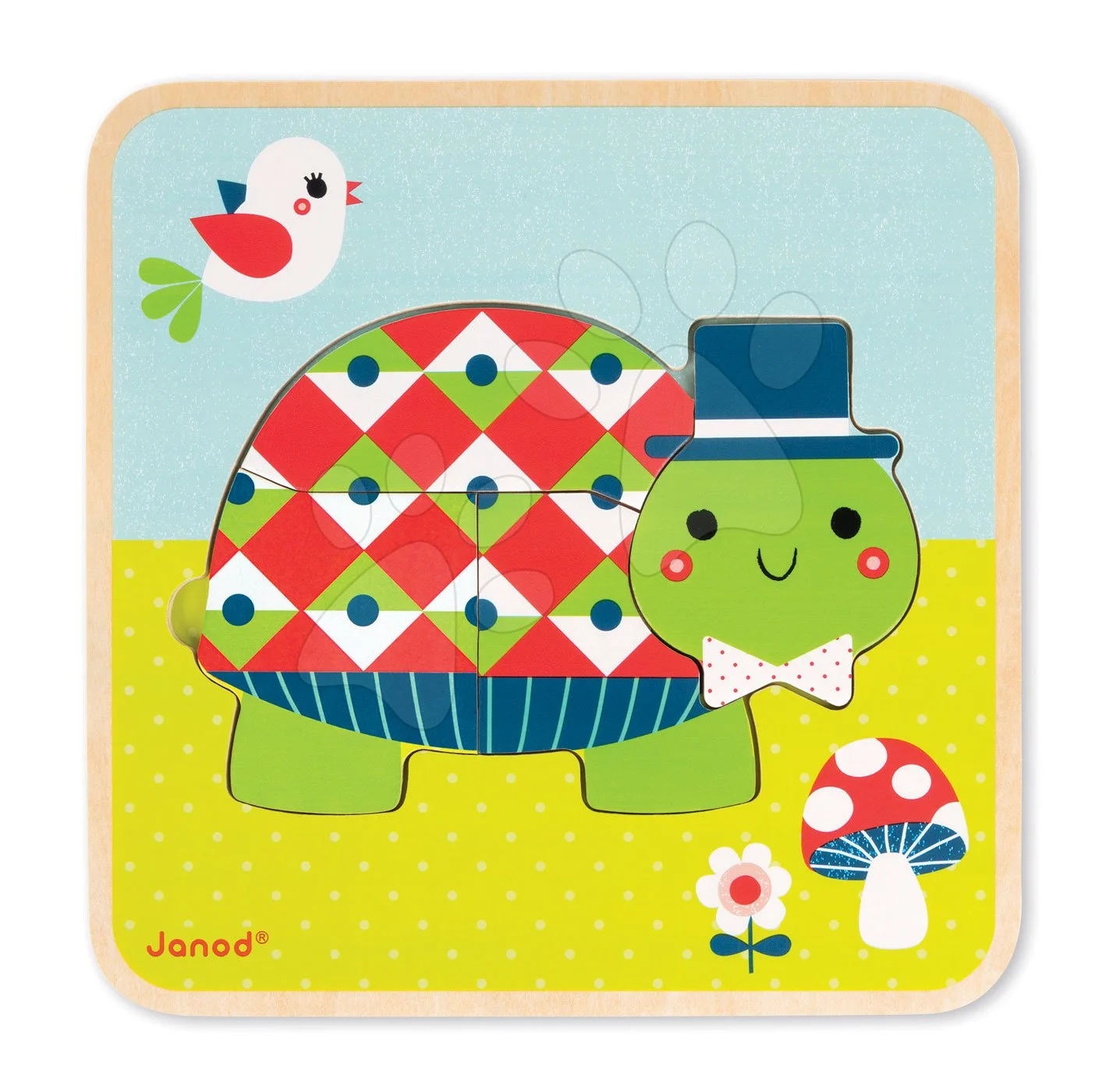 Janod dřevěné 3-vrtsvové puzzle Rodinka želv 9 dílů 07012 - Obrázek 2