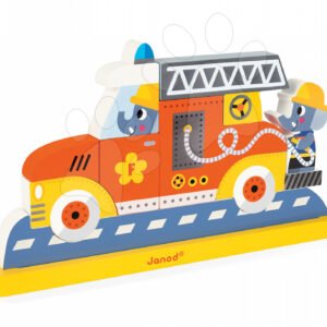 Janod dřevěné magnetické puzzle Požární auto 8 dílů J08027