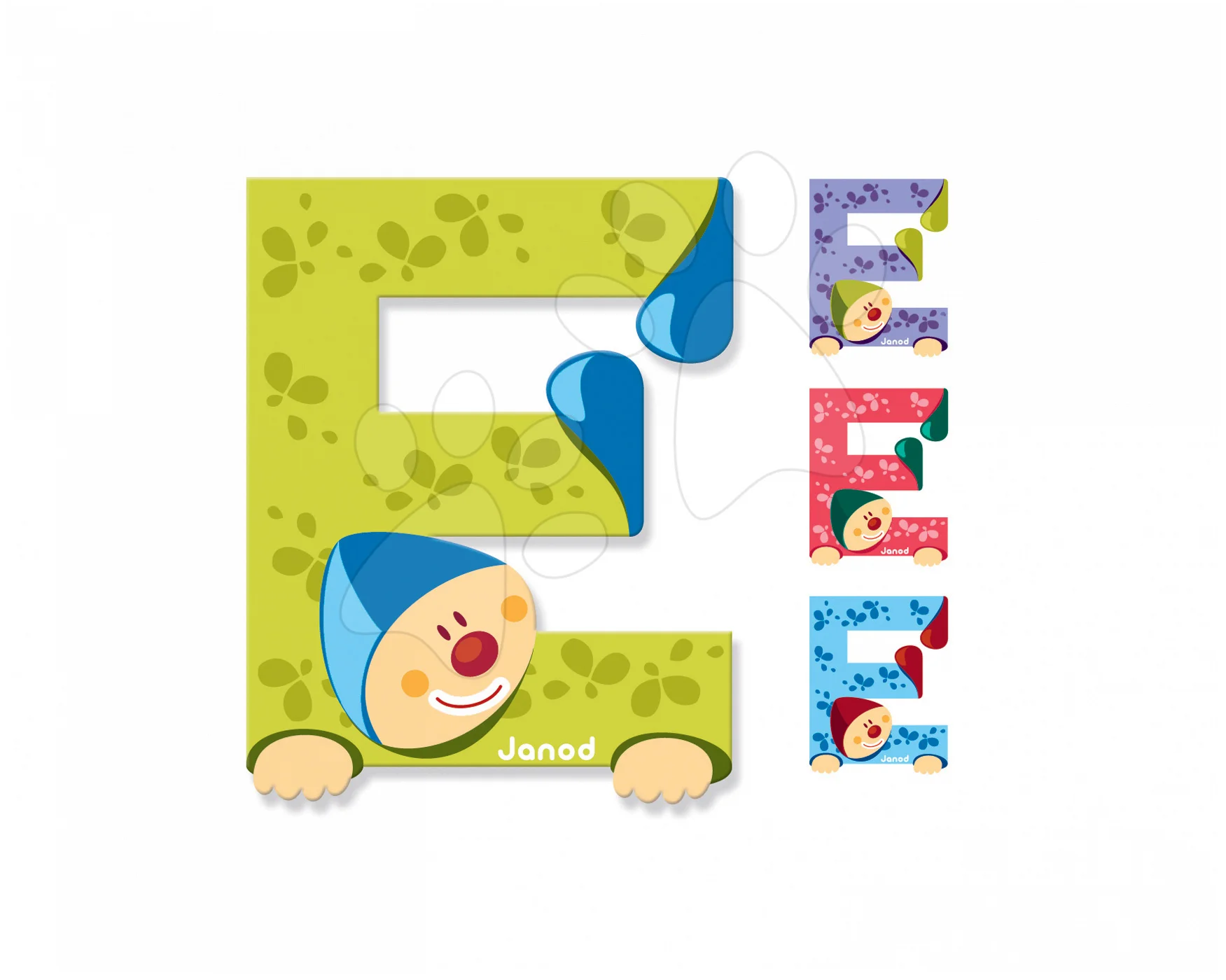 Janod dřevěné písmeno Clown Letter E 04546 4 barvy