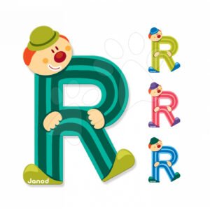 Janod dřevěné písmeno Clown Letter R 04559 zelené modré růžové