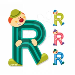 Janod dřevěné písmeno Clown Letter R 04559 zelené modré růžové