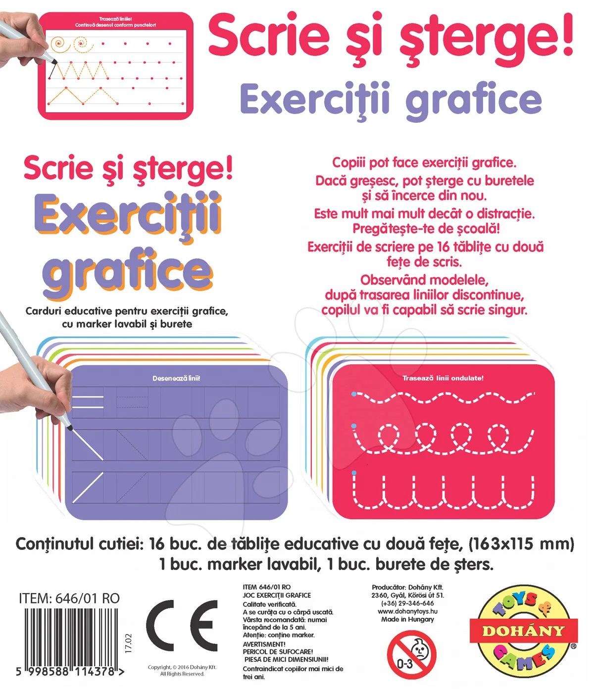 Naučná hra Nacvičování kreslení linek Dohány rumunská verze od 3 let - Obrázek 2