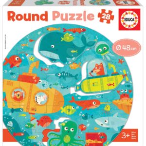 Puzzle pro nejmenší kulaté Under the Sea Round Educa zvířátka v moři 28 dílů 48 cm průměr