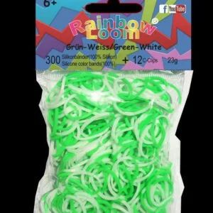 Rainbow Loom dětské gumičky dvoubarevné 20266 zeleno bílé