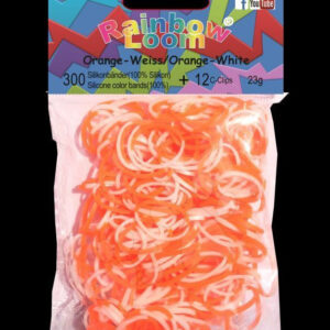 Rainbow Loom dětské gumičky dvoubarevné 20280 oranžovo bílé