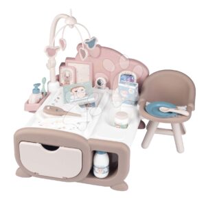 Domeček Cocoon Nursery Natur D'Amour Baby Nurse Smoby denní a noční zóna s elektronickými funkcemi 20 doplňků