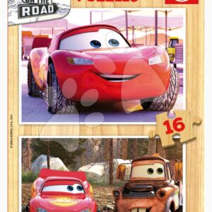 Dřevěné puzzle Cars on the Road Educa 2 x 16 dílků od 3 let