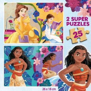 Dřevěné puzzle Disney Princess Educa 2 x 25 dílků od 3 let