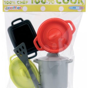 Écoiffier dětské hrnce 100% Chef Cook 990-1 zeleno-červeno-černo-stříbrný