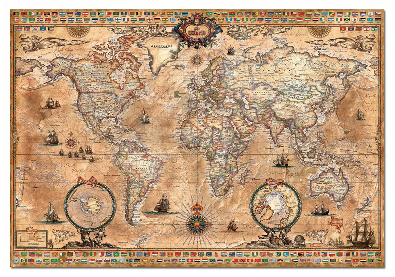 Educa Puzzle Antique World Map 1000 dílků 15159 barevné - Obrázek 2