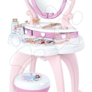 Kosmetický stolek Disney Princess 2in1 Hairdresser Smoby a židle s 10 zkrášlovacími doplňky 94 cm výška