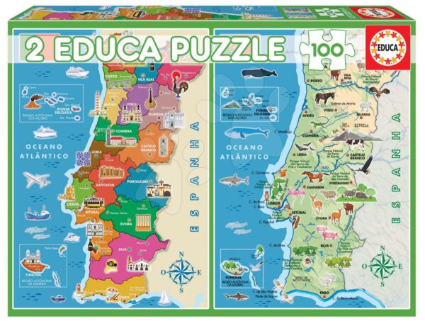 Puzzle Distritos Mapa Portugalska Educa 2 x 100 dílků od 6 let