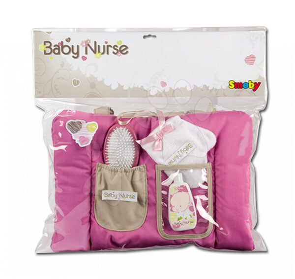 Smoby dětská podložka Baby Nurse a set na přebalování pro panenku 024362 tmavorůžová