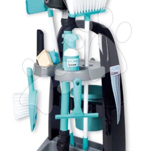 Úklidový vozík s tyčovým vysavačem Rowenta Trolley+Vacuum Cleaner Smoby se smetákem kbelíkem a 10 doplňků