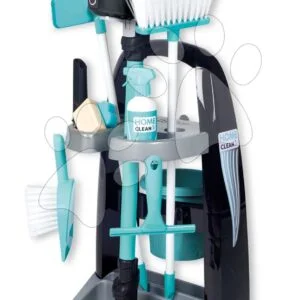 Úklidový vozík s tyčovým vysavačem Rowenta Trolley+Vacuum Cleaner Smoby se smetákem kbelíkem a 10 doplňků