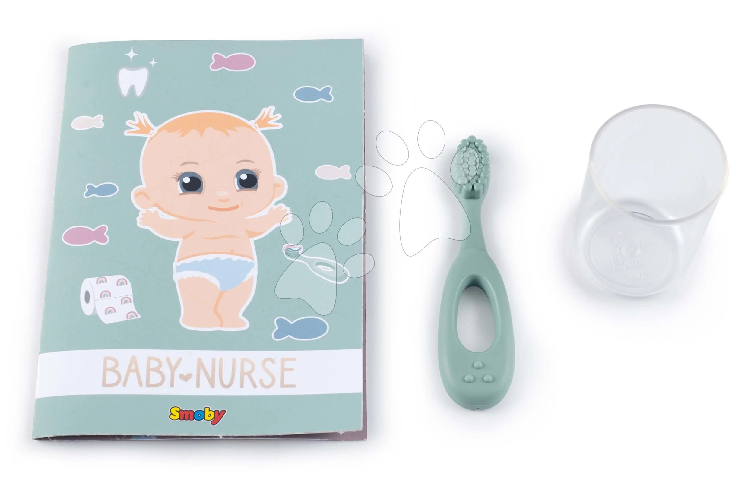 Záchod a koupelna pro panenky Toilets 2in1 Baby Nurse Smoby oboustranný s WC papírem a 3 doplňky k umyvadlu - Obrázek 2