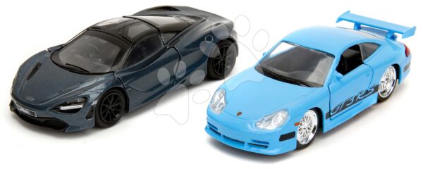 Autíčka Brian Porsche 911 GT3 RS a Shaw´s McLaren 720S Fast & Furious Twin Pack Jada kovová s otevíratelnými dveřmi délka 13 cm 1:32