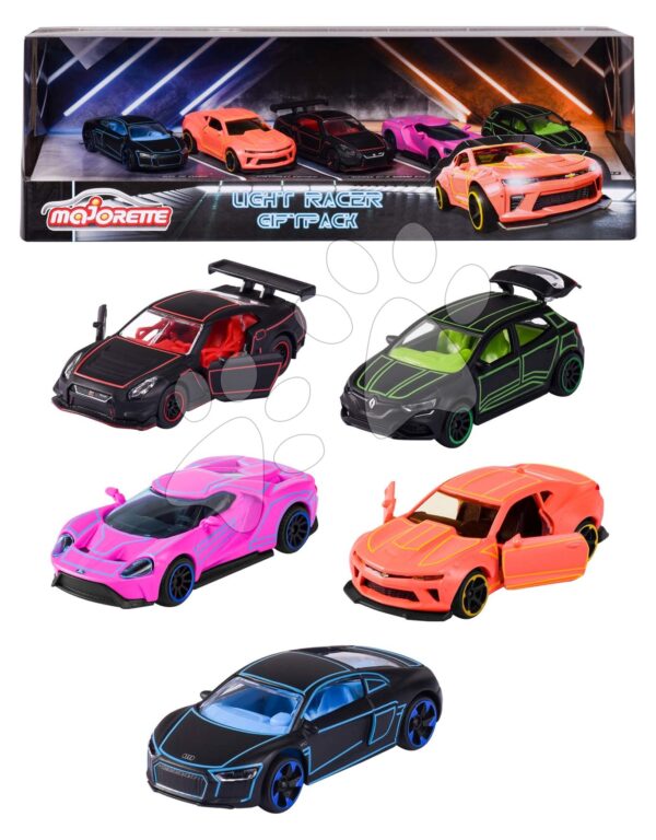 Autíčka Light Racer 5 Pieces Giftpack Majorette kovová délka 7