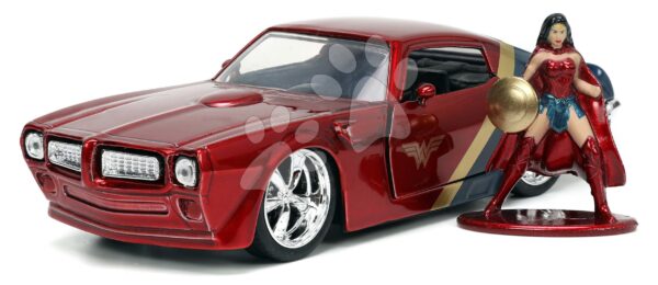 Autíčko DC Pontiac Firebird 1972 Jada kovové s otevíracími dveřmi a figurkou Wonder Woman délka 13 cm 1:32