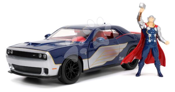 Autíčko Marvel Dodge Challenger SRT Hellcat Jada kovové s otevíracími částmi a figurkou Thor délka 20 cm 1:24