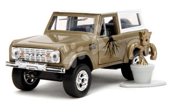 Autíčko Marvel Ford Bronco 1973 Jada kovové s otevíratelnými dveřmi a figurkou Groot délka 14 cm 1:32