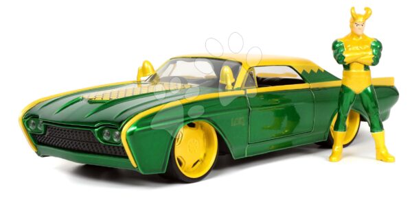 Autíčko Marvel Ford Thunderbird Jada kovové s otevíracími částmi a figurka Loki délka 22 cm 1:24