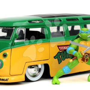 Autíčko Ninja Ninja želvy VW Bus 1962 Jada kovové s otevíracími dveřmi a figurkou Leonarda délka 20 cm 1:24