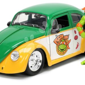 Autíčko Ninja želvy VW Drag Beetle 1959 Jada kovové s otevíracími dveřmi a figurkou Michelangela délka 19 cm 1:24