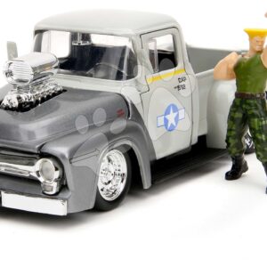 Autíčko Street Fighter Ford Pickup 1956 Jada kovové s otevíracími částmi a figurkou Guile délka 20 cm 1:24