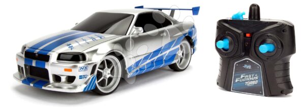Autíčko na dálkové ovládání RC Nissan Skyline GTR Fast & Furious Jada modrostříbrné délka 19 cm 1:24