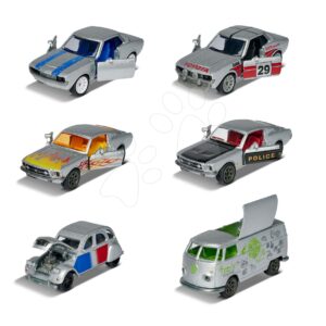 Autíčko se sběratelským boxem Vintage Deluxe Majorette kovové otevíratelné s gumovými kolečky 6 různých druhů 7