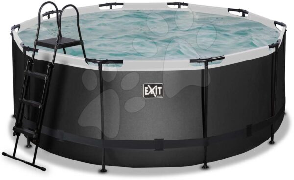 Bazén s filtrací Black Leather pool Exit Toys kruhový ocelová konstrukce 360*122 cm černý od 6 let