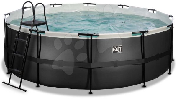 Bazén s filtrací Black Leather pool Exit Toys kruhový ocelová konstrukce 427*122 cm černý od 6 let