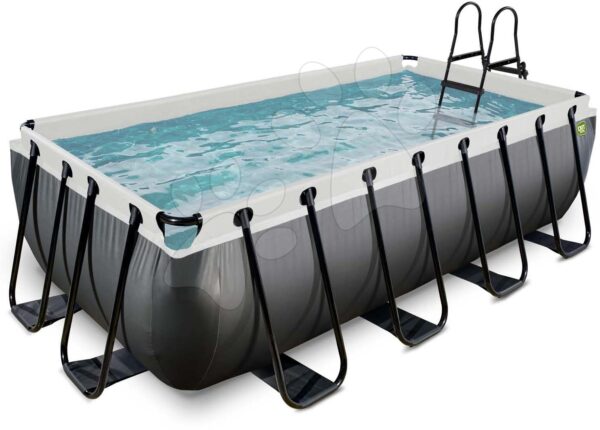 Bazén s filtrací Black Leather pool Exit Toys ocelová konstrukce 400*200*100 cm černý od 6 let