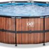 Bazén s filtrací Wood pool Exit Toys kruhový ocelová konstrukce 450*122 cm hnědý od 6 let - Image 2