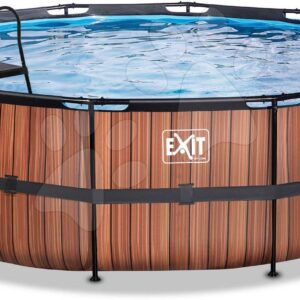 Bazén s filtrací Wood pool Exit Toys kruhový ocelová konstrukce 488*122 cm hnědý od 6 let