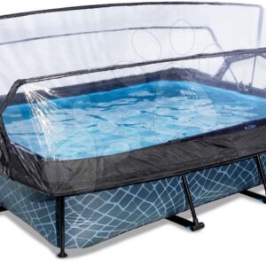 Bazén s krytem a filtrací Stone pool Exit Toys ocelová konstrukce 300*200 cm šedý od 6 let
