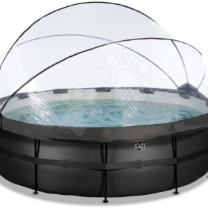 Bazén s krytem a pískovou filtrací Black Leather pool Exit Toys kruhový ocelová konstrukce 450*122 cm černý od 6 let