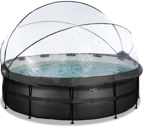Bazén s krytem a pískovou filtrací Black Leather pool Exit Toys kruhový ocelová konstrukce 450*122 cm černý od 6 let