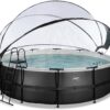 Bazén s krytem a pískovou filtrací Black Leather pool Exit Toys kruhový ocelová konstrukce 488*122 cm černý od 6 let - Image 2