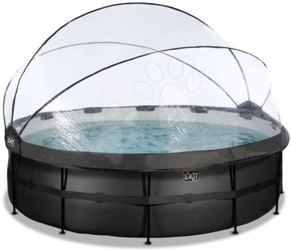 Bazén s krytem a pískovou filtrací Black Leather pool Exit Toys kruhový ocelová konstrukce 488*122 cm černý od 6 let