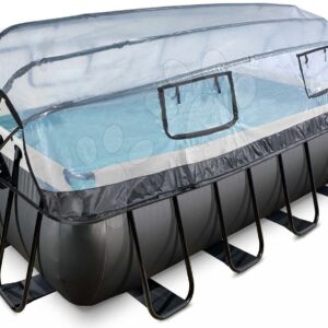 Bazén s krytem a pískovou filtrací Black Leather pool Exit Toys ocelová konstrukce 400*200*122 cm černý od 6 let
