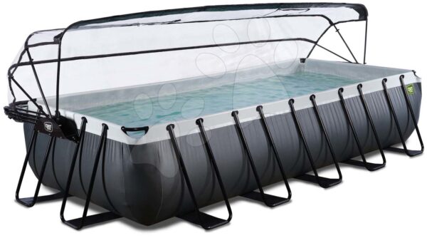 Bazén s krytem a pískovou filtrací Black Leather pool Exit Toys ocelová konstrukce 540*250*100 cm černý od 6 let