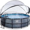 Bazén s krytem a pískovou filtrací Stone pool Exit Toys kruhový ocelová konstrukce 427*122 cm šedý od 6 let - Image 2