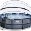 Bazén s krytem a pískovou filtrací Stone pool Exit Toys kruhový ocelová konstrukce 488*122 cm šedý od 6 let - Image 2