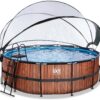 Bazén s krytem a pískovou filtrací Wood pool Exit Toys kruhový ocelová konstrukce 427*122 cm hnědý od 6 let - Image 2