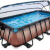 Bazén s krytem a pískovou filtrací Wood pool Exit Toys ocelová konstrukce 400*200*100 cm hnědý od 6 let - Image 2